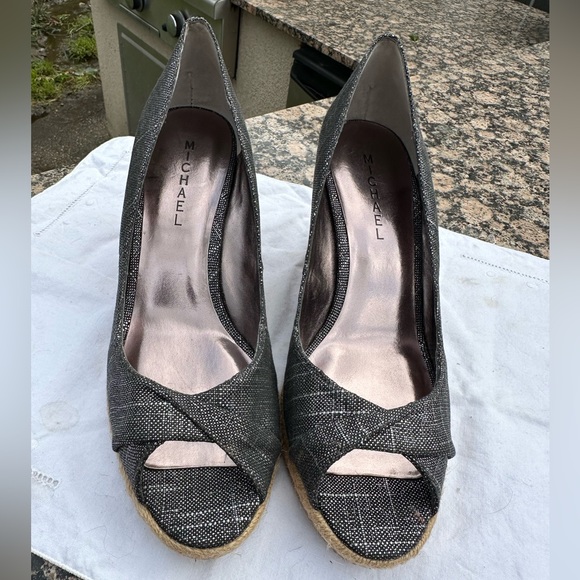 MICHAEL Michael Kors Shoes - Michael Kors Metallic Espadrilles with Cork Wedge